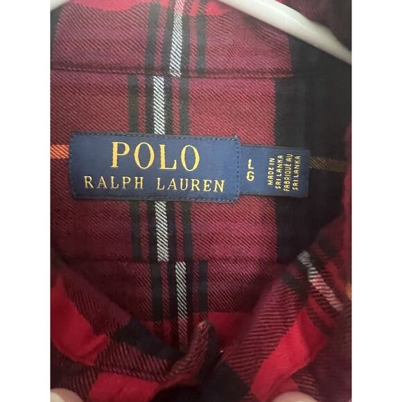 Polo Ralph Lauren Flannel Button Down Shirt Size Large Long Sleeve Red Blue - Picture 5 of 10